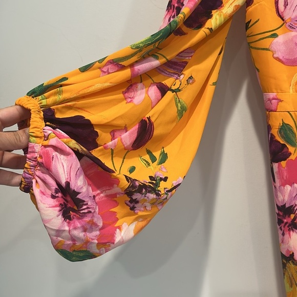 New York & Company Neon Orange Ruffled Wrap Midi Dress women’s large new w tag - Picture 3 of 7